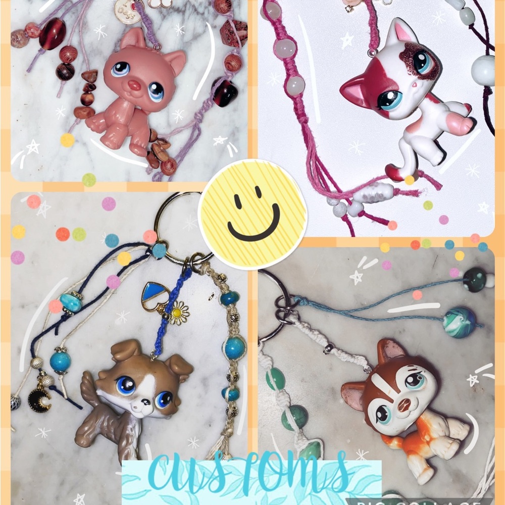 Custom Handmade Keychain Littlest Pet Shop Dog Cat Animal LPS